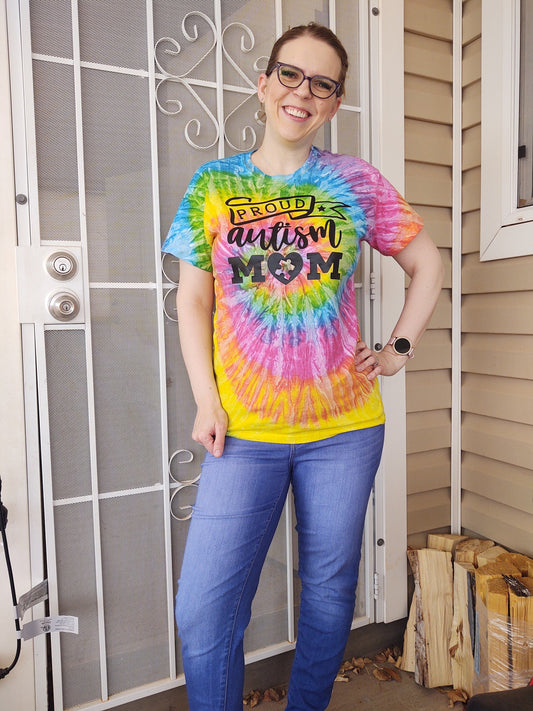 Proud Autism Mom Tie Dye t-shirt - Kids and Adults Sizes - Autism Mom Shirt - Autism Awareness - Autism Mama Bear Shirt - Autism Support