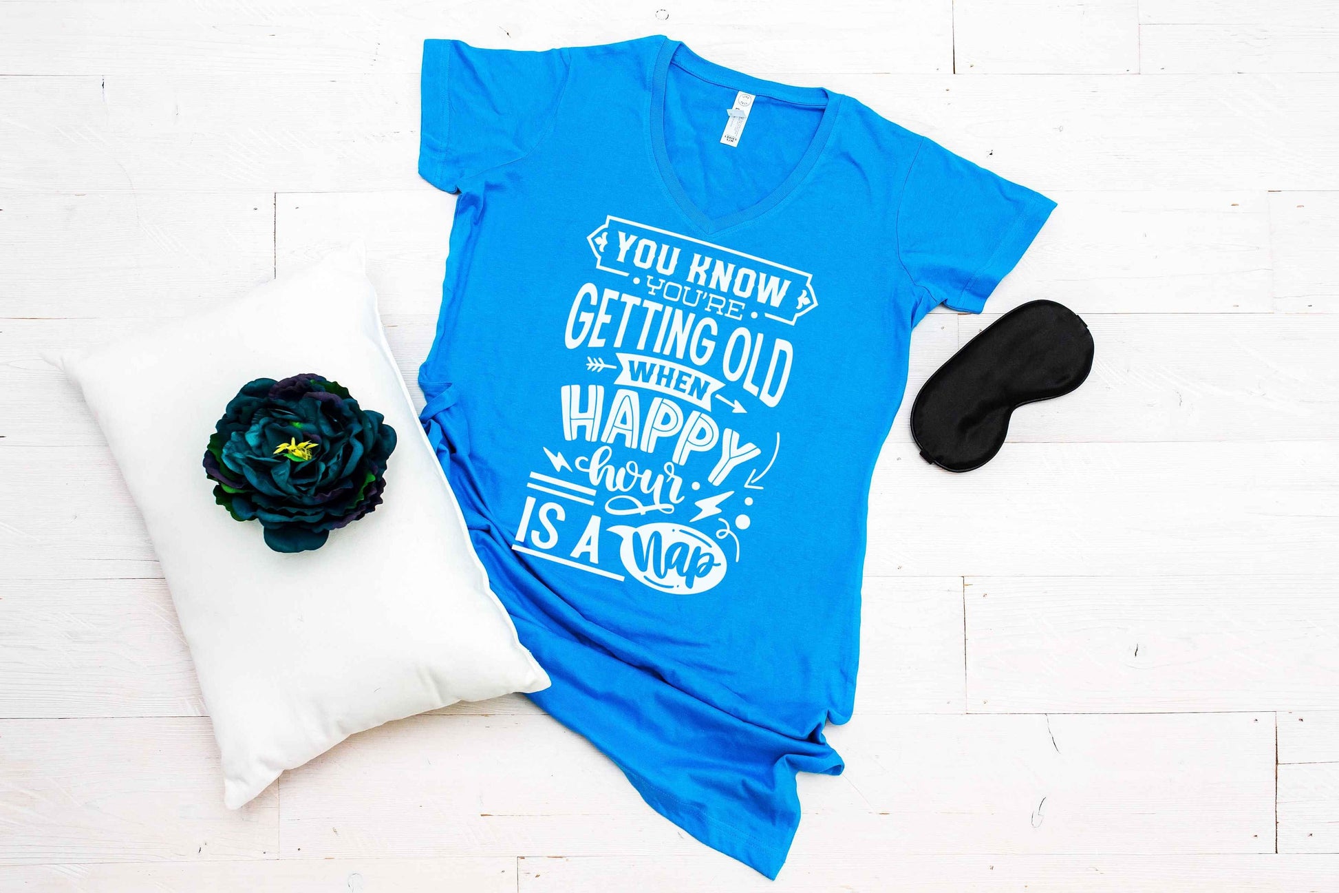 You Know You're Getting Old When Happy Hour is a Nap V-neck Night Shirt or Swim Cover Up - sleep shirt - night shirt