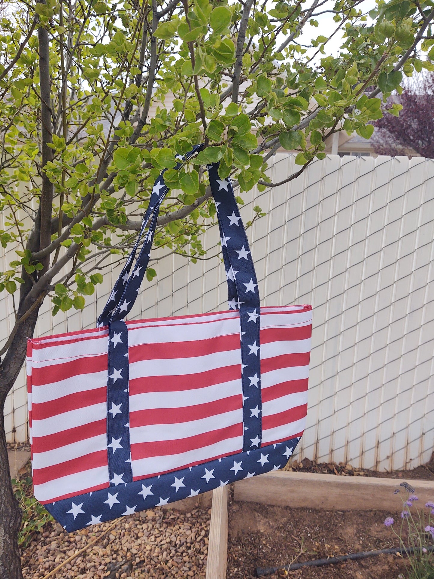 Love American Flag Tote Bag - Boat Tote - Large Shoulder Bag