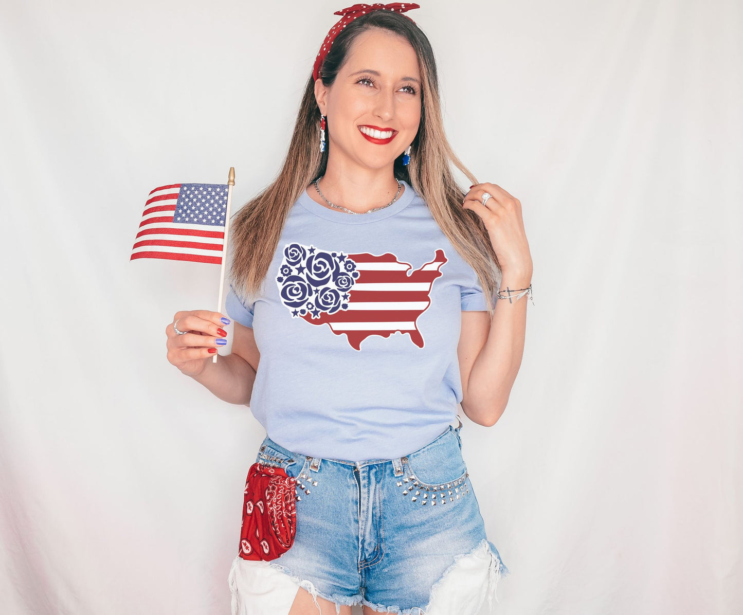 USA with Flowers 4th of July t-shirt • 4th of July Shirt
