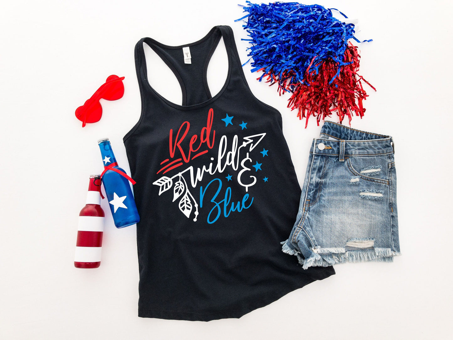 Red Wild and Blue patriotic racerback tank • Women's 4th of July tank top