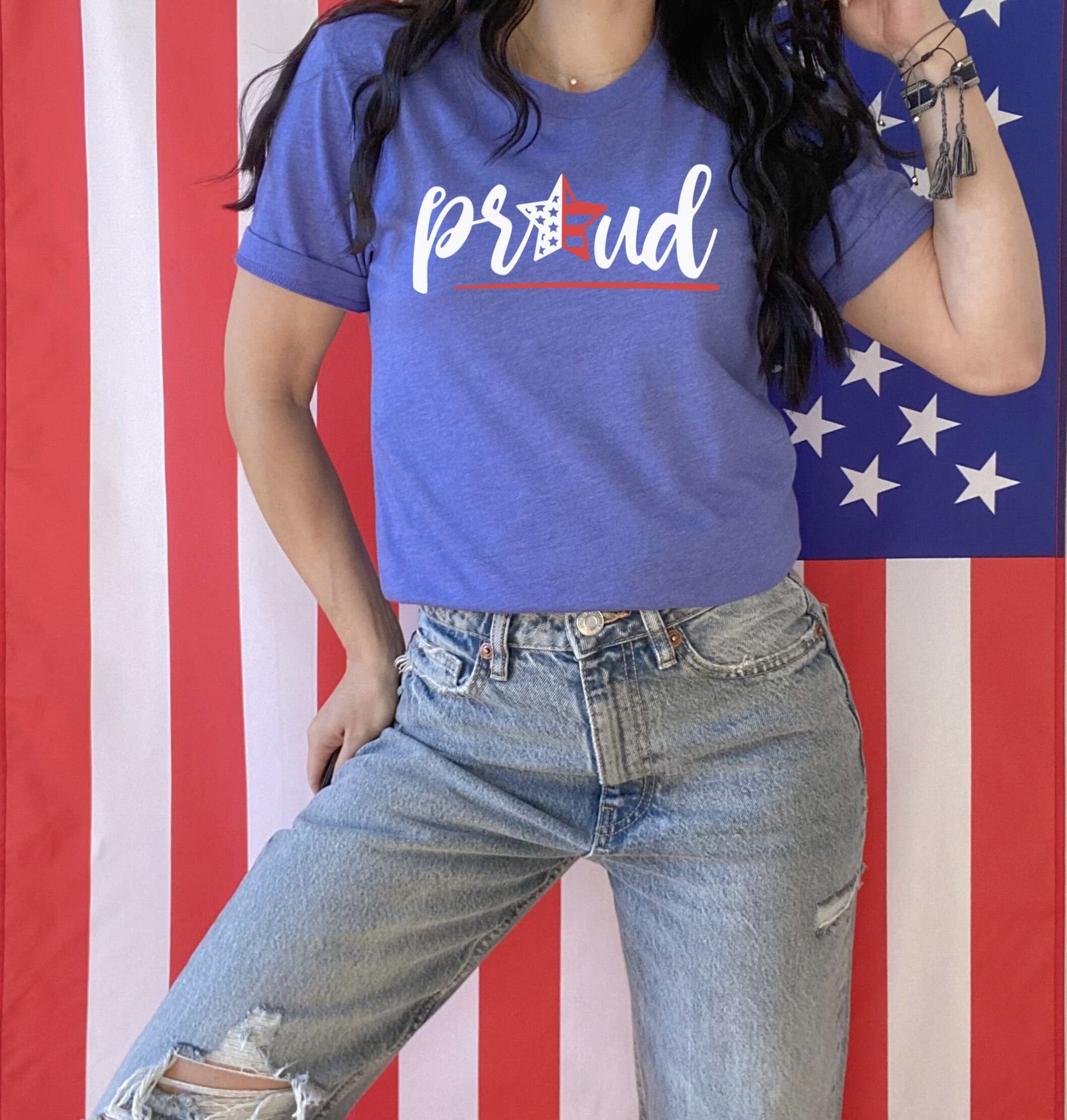 Proud American Flag Star t-shirt • 4th of July Shirt