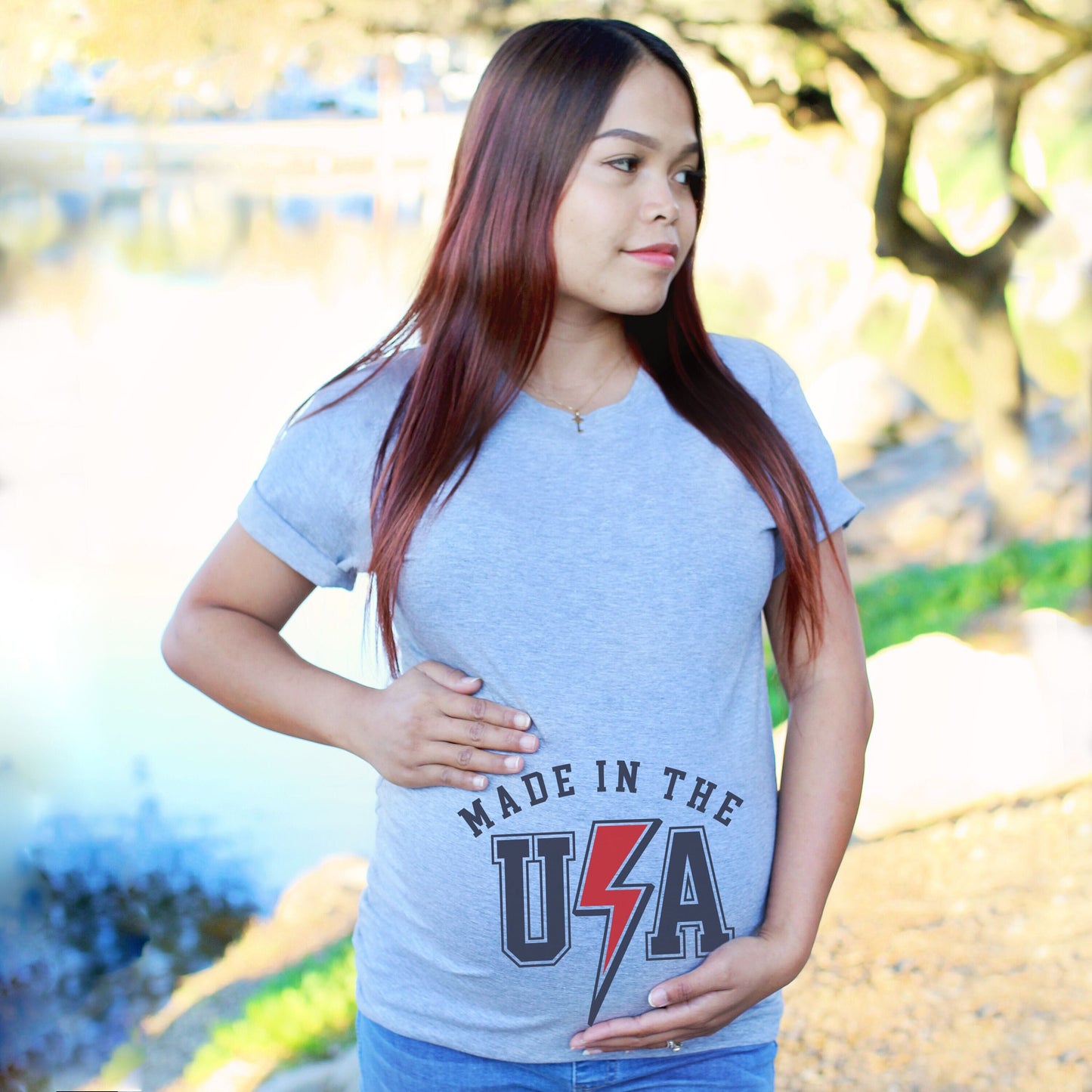 Made in the USA Pregnancy t-shirt - pregnancy announcement shirt - 4th of july pregnancy t-shirt