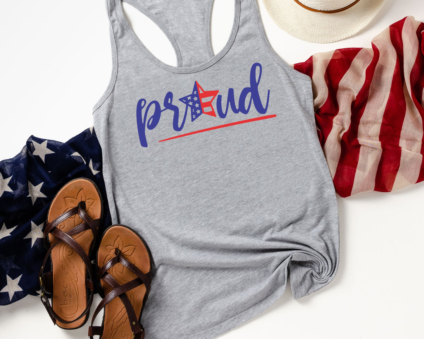 Proud American Flag patriotic racerback tank • Women's 4th of July tank top