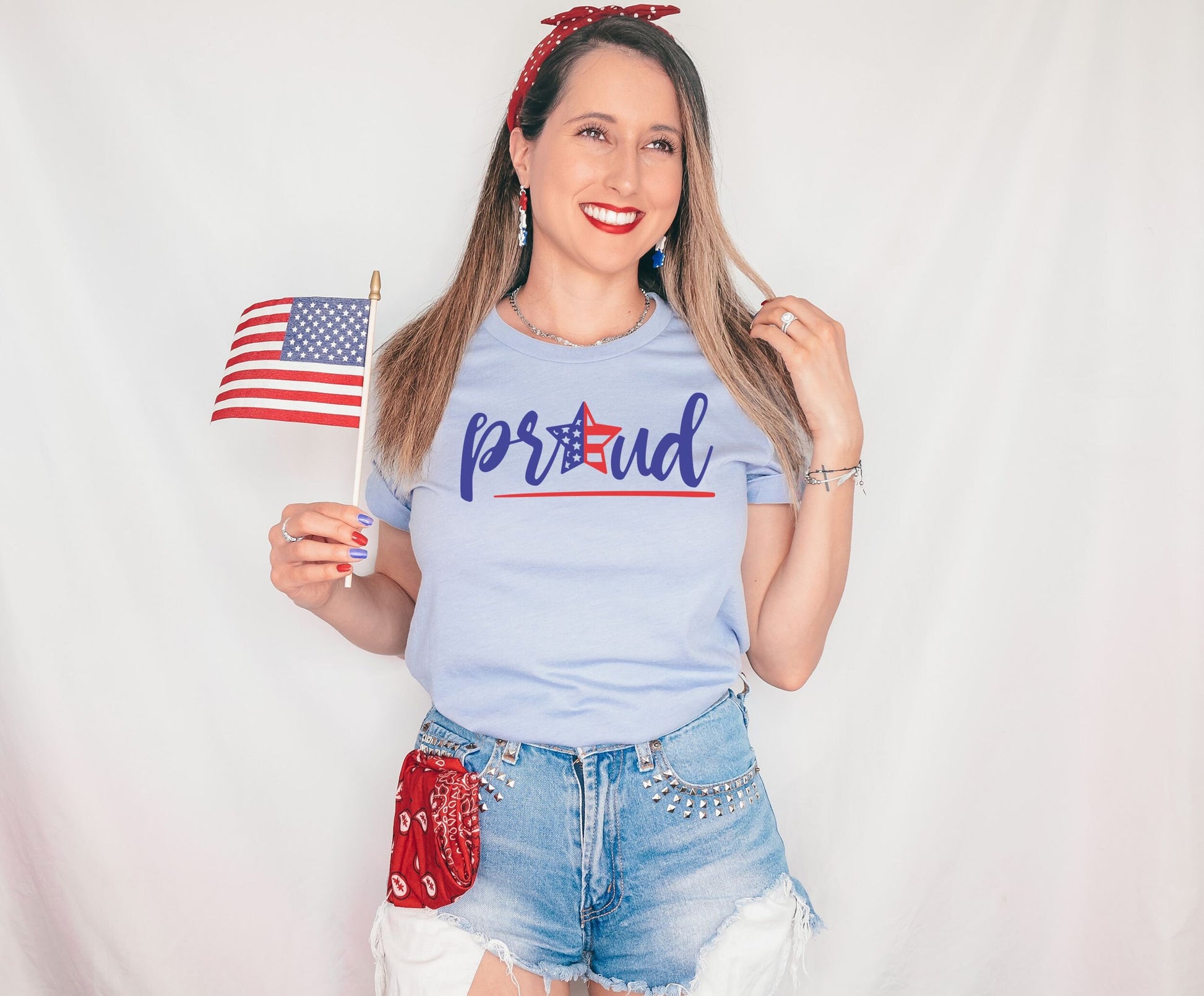 Proud American Flag Star t-shirt • 4th of July Shirt