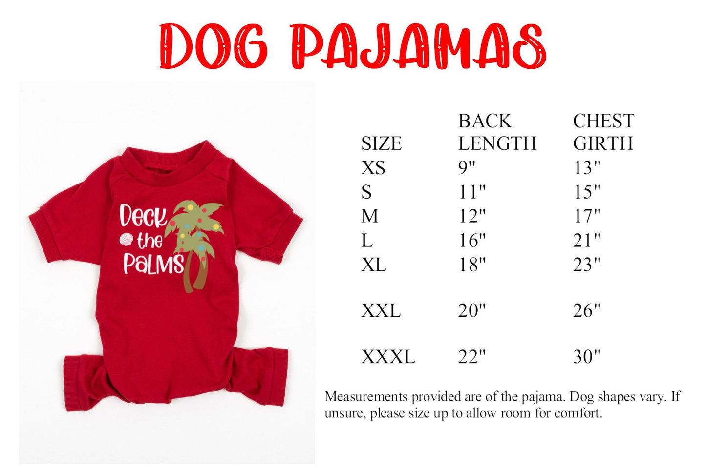 Deck the Palms Red Top Striped Christmas Pajamas - beach christmas - nautical christmas - coastal christmas