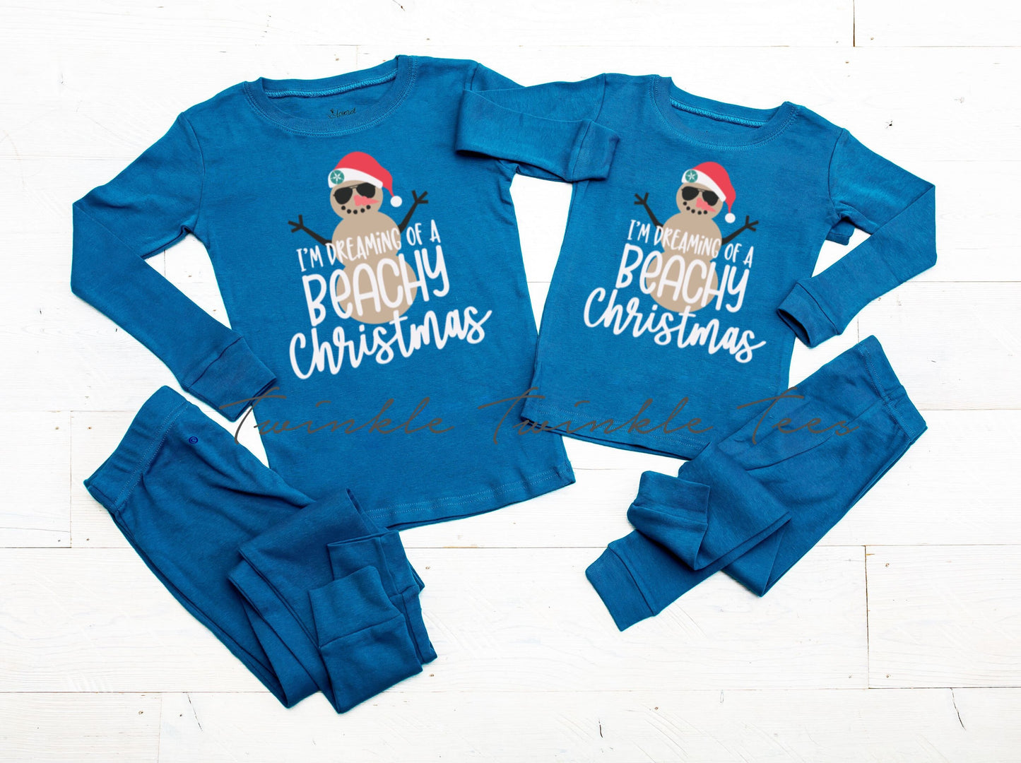 I'm Dreaming of a Beachy Christmas Solid Teal Christmas Pajamas - beach christmas - nautical christmas - coastal christmas