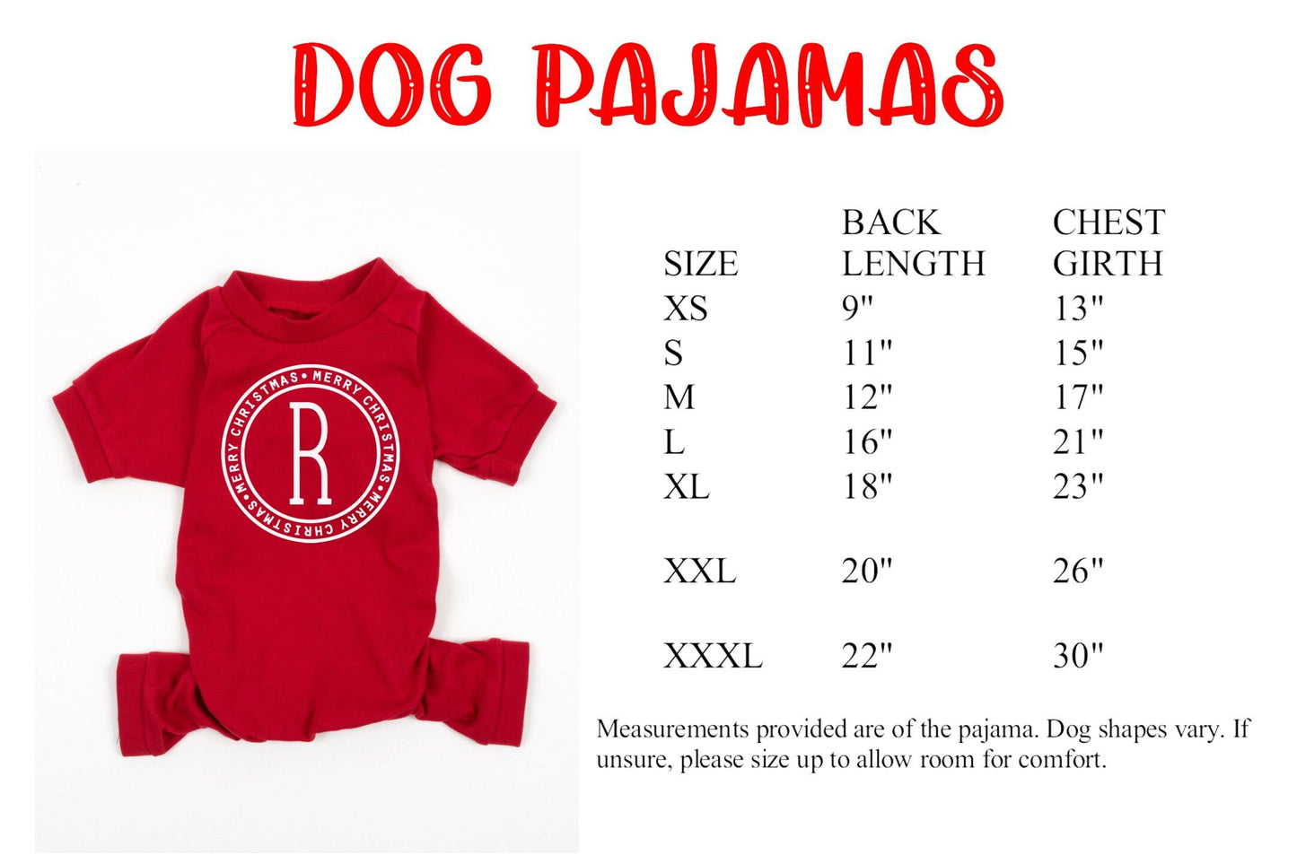 Merry Christmas Monogram Red Top Family Christmas Pajamas - kids christmas pjs - baby christmas pjs - women's christmas jammies - Family PJs