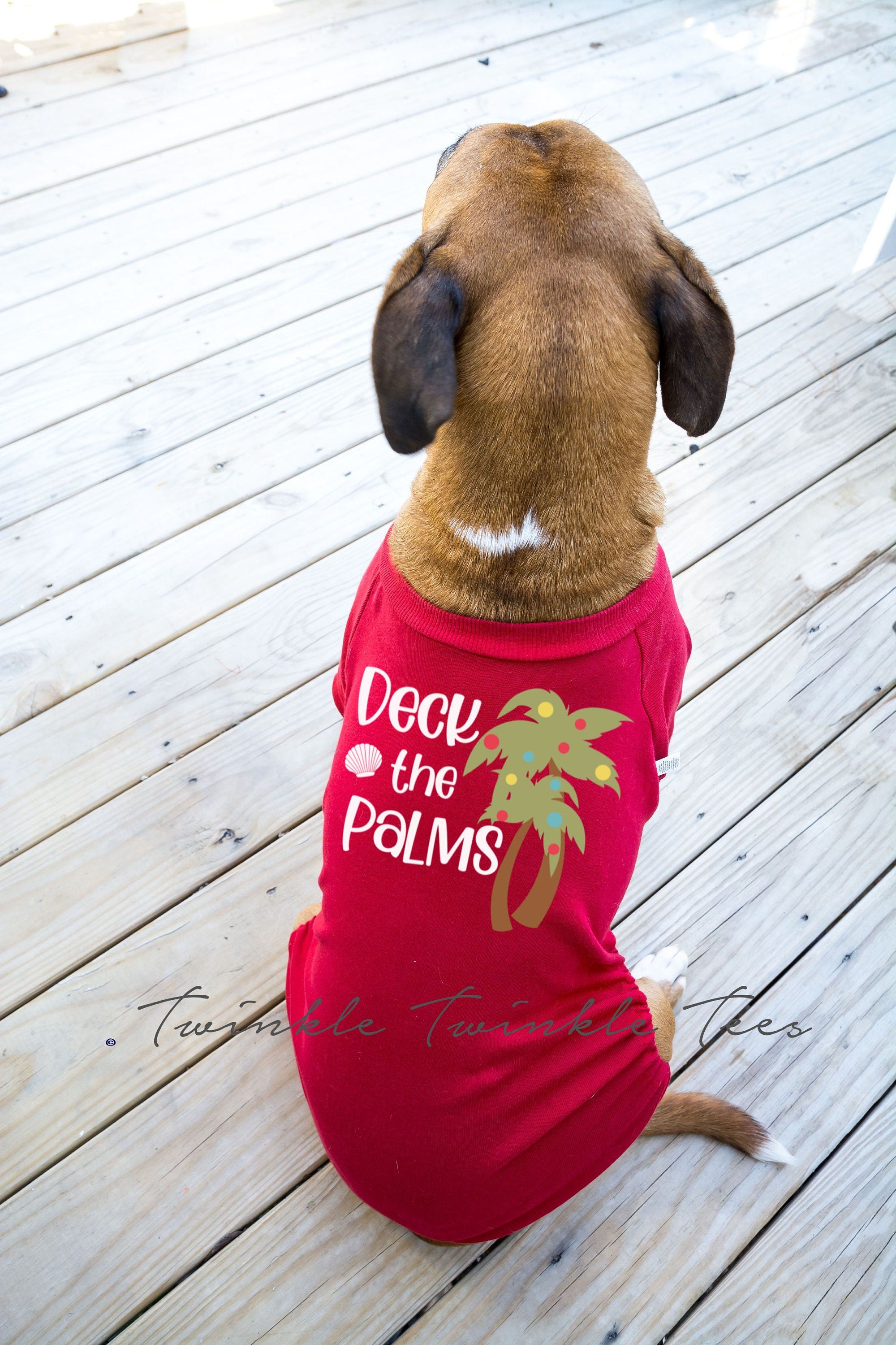 Deck the Palms Red Top Striped Christmas Pajamas beach christmas nautical christmas coastal christmas