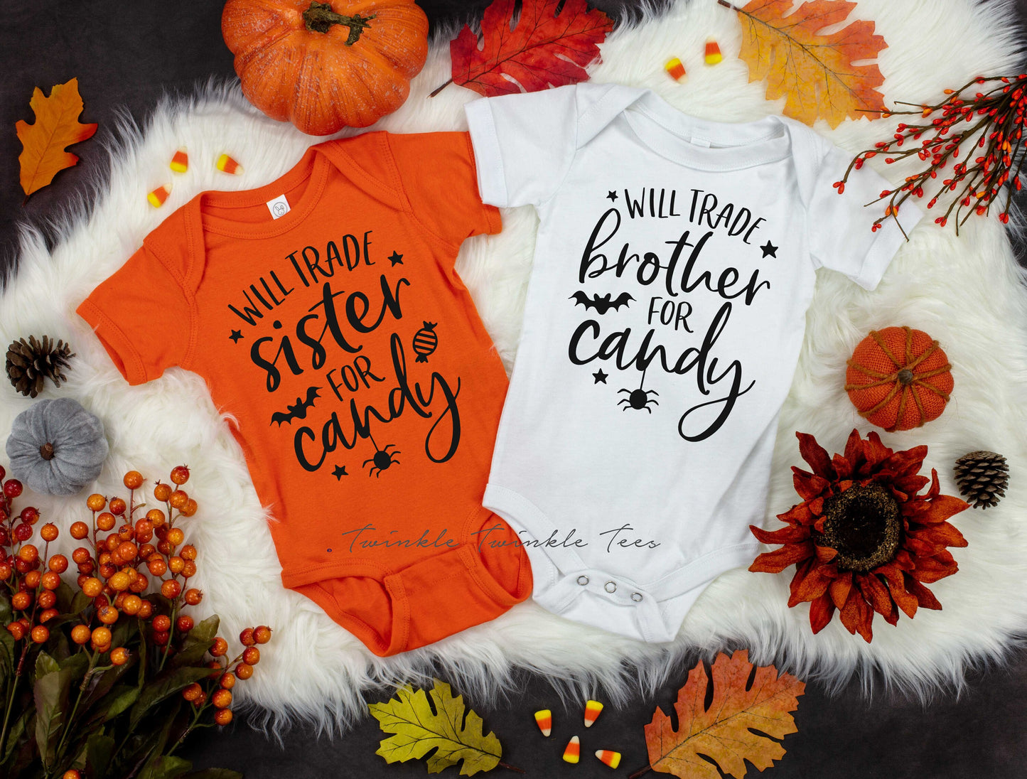 Boy Girl Twins Will Trade Brother Sister for Candy Bodysuits for Twins or Siblings - Boy Girl Twins - Brother and Sister Tees