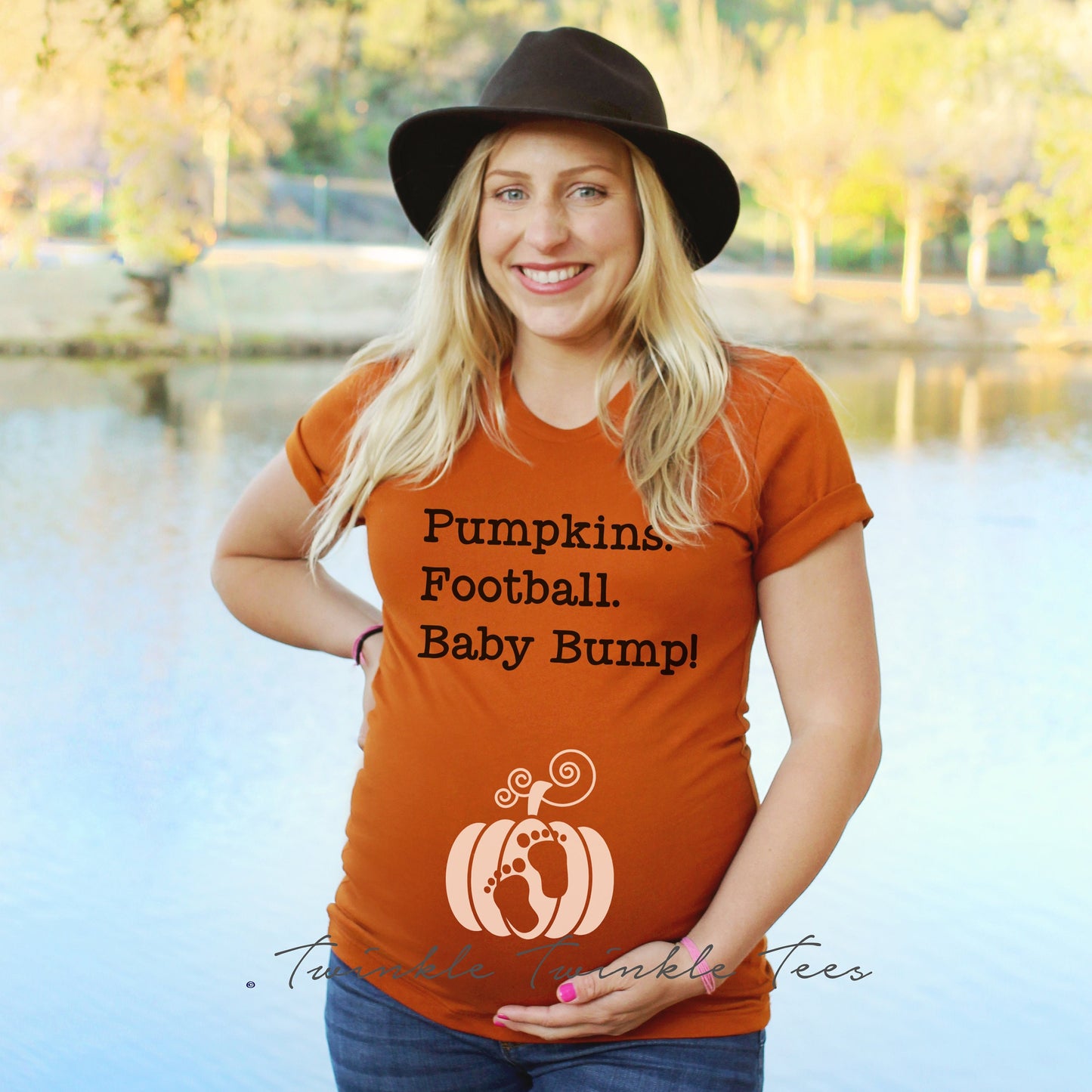 Pumpkins. Football. Baby Bump t-shirt - thanksgiving pregnancy announcement shirt - pregnancy shirt - maternity shirt