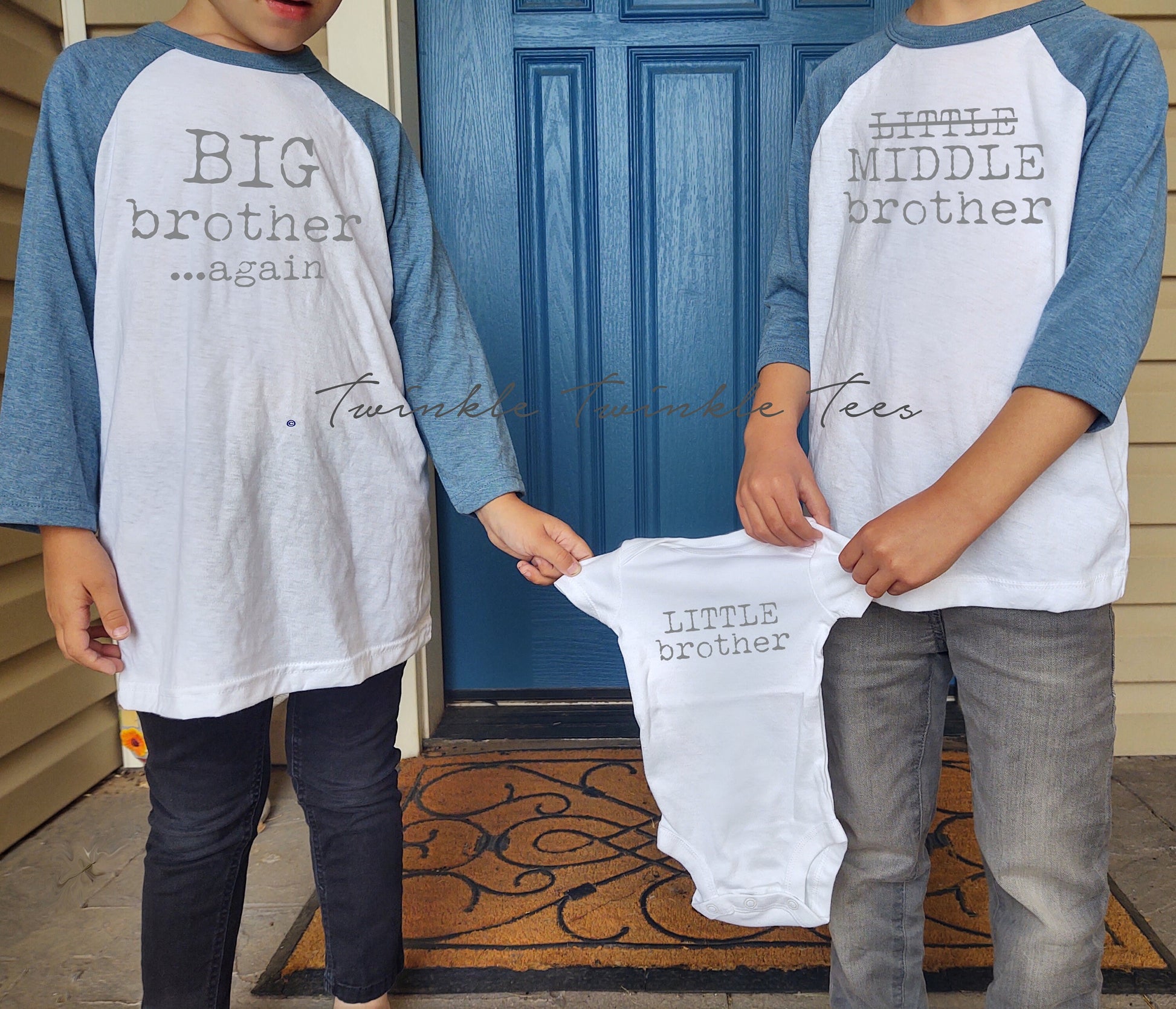 Big Brother Again, Middle Brother and Little Brother Toddler or Kids Raglan Tee - pregnancy announcement - big brother tee