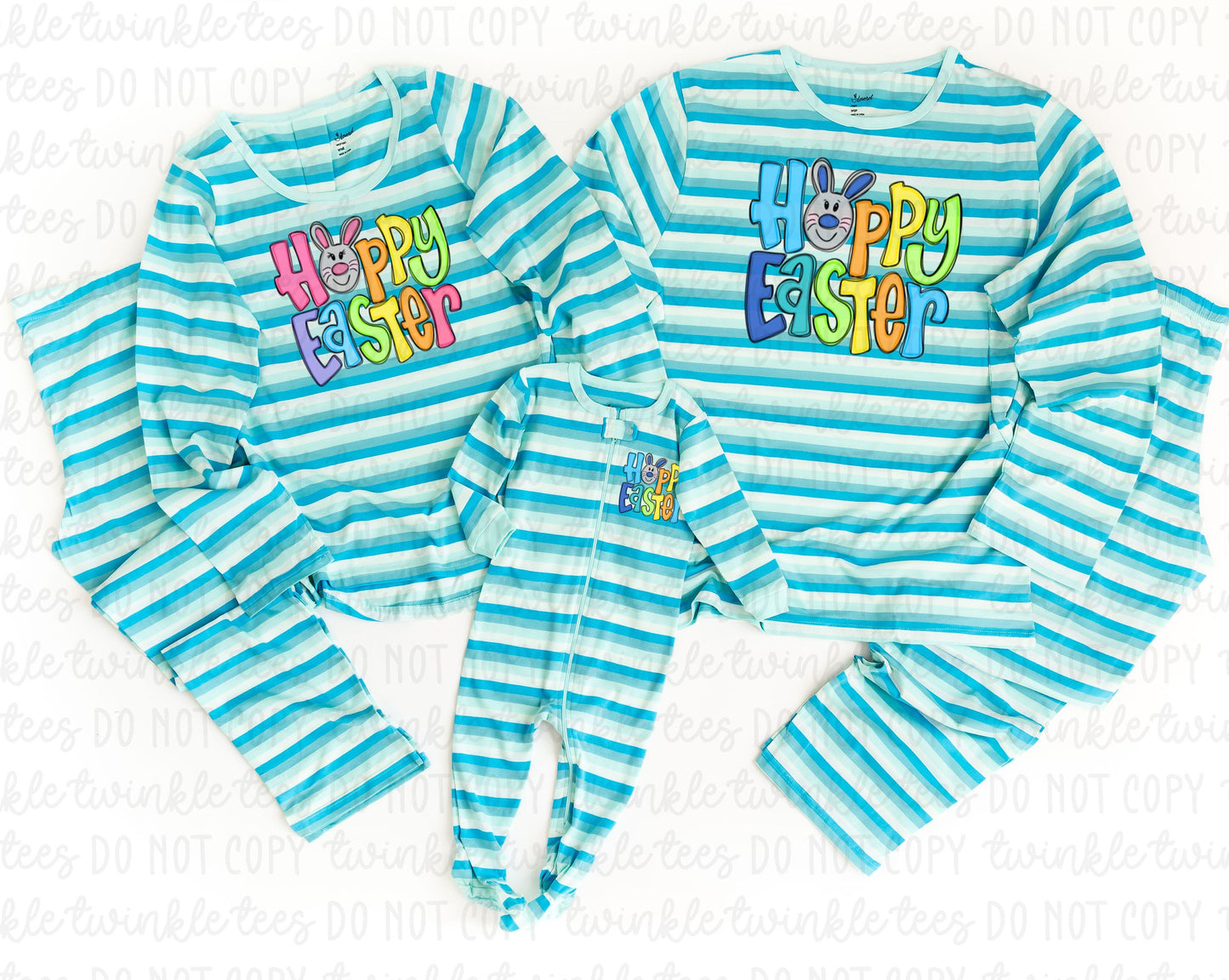 Happy Easter Mint Stripe Pajamas, easter pajamas for the family, matching easter pajamas