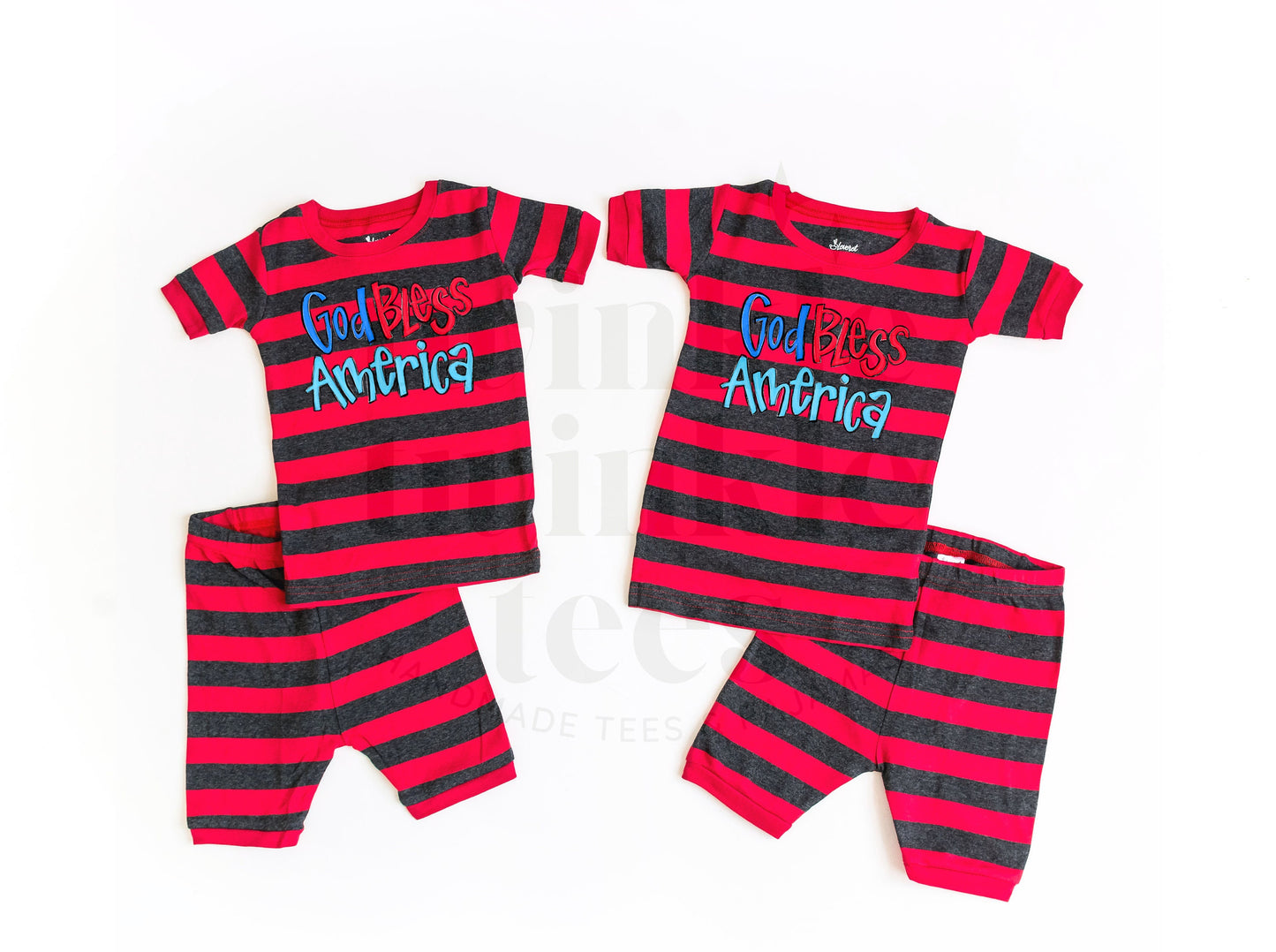 God Bless America Red Striped Shorts Set for Kids - Kids 4th of July Set - 4th of July Toddler Shirt and Shorts