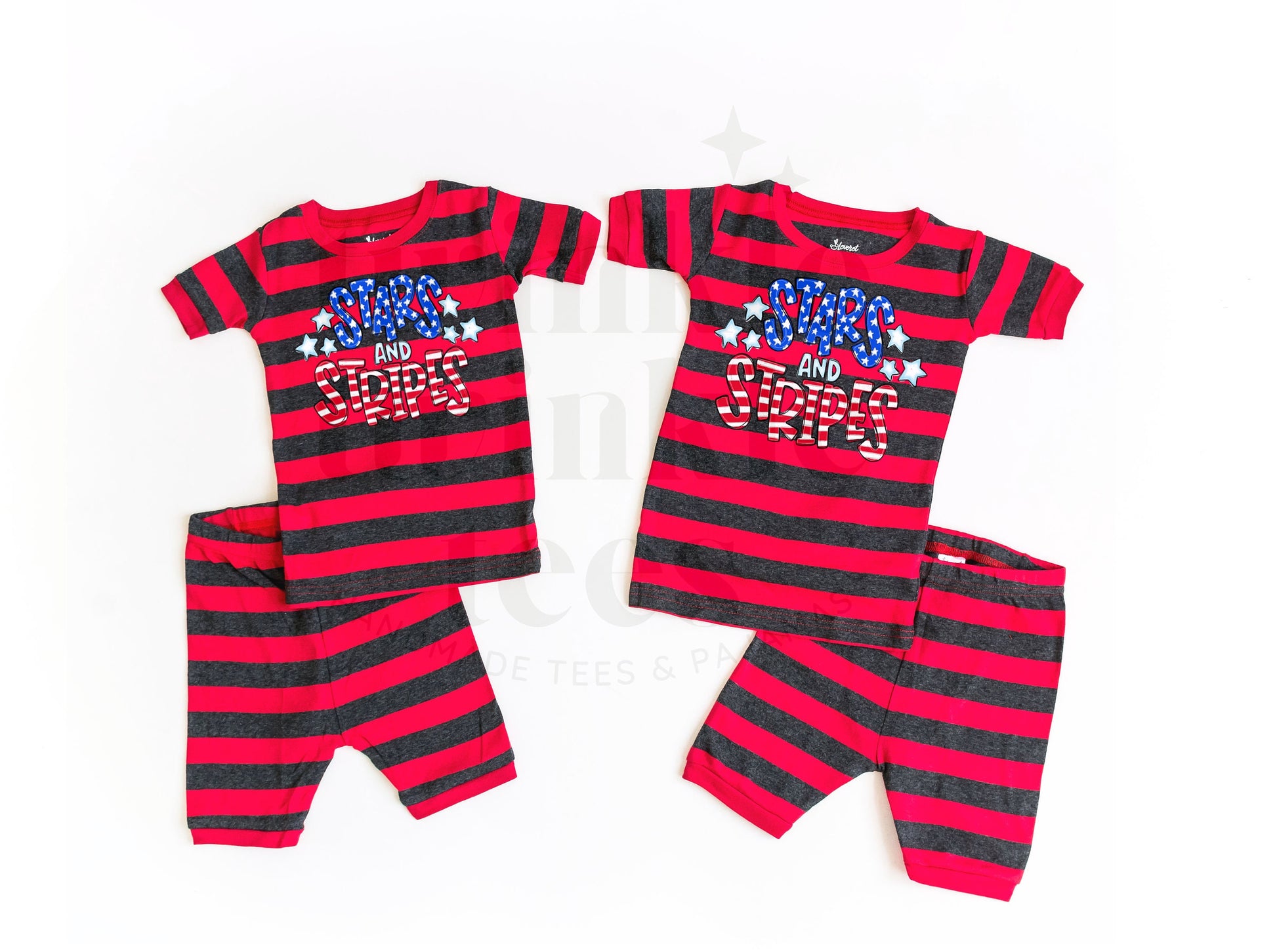 Stars and Stripes Red Striped Shorts Set for Kids - Kids 4th of July Set - 4th of July Toddler Shirt and Shorts